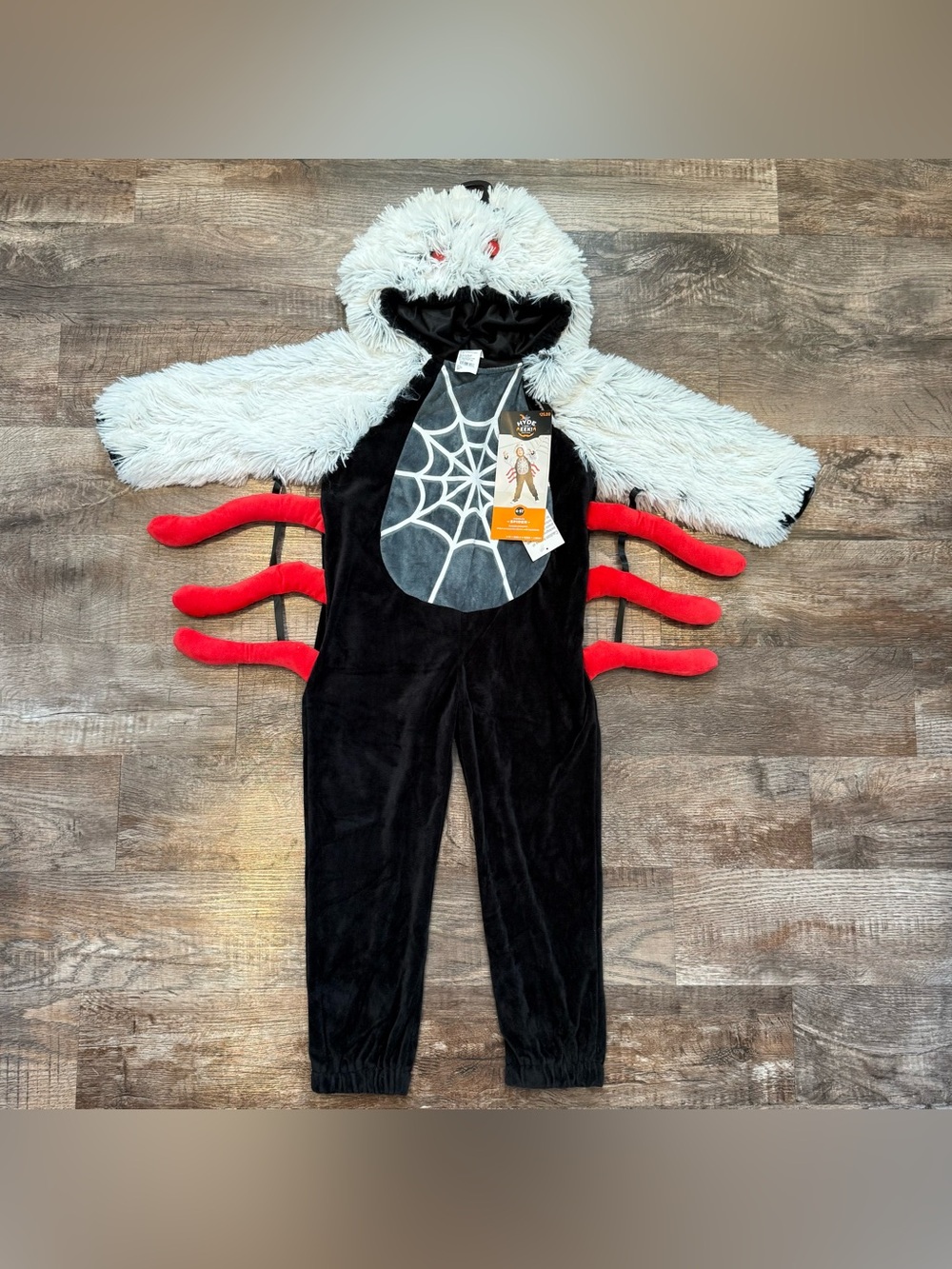NWT Hyde and Eek Spider Toddler Halloween Costume Hooded Fuzzy Costume 4T-5T